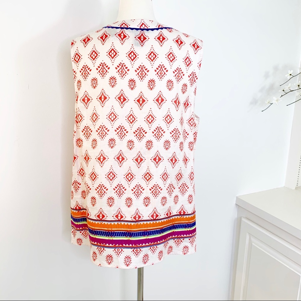 Chelsea & Theodore Linen Embroidered Boho Top - Picture 8 of 13